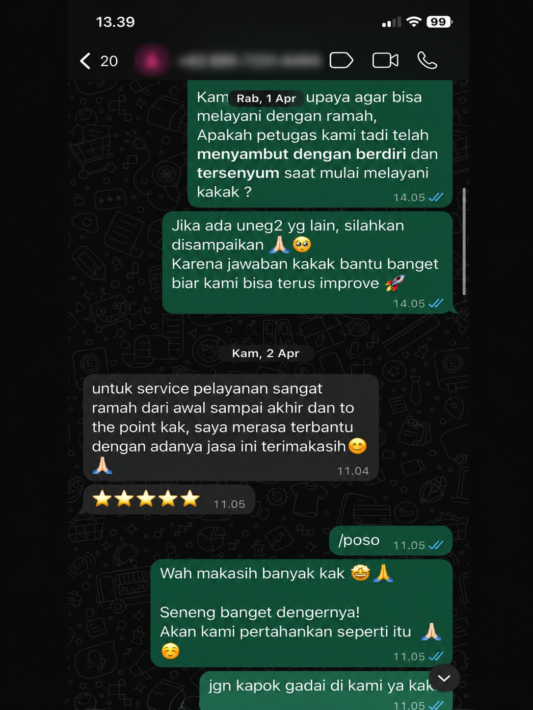 Screenshot testimoni pelanggan E.Gadai